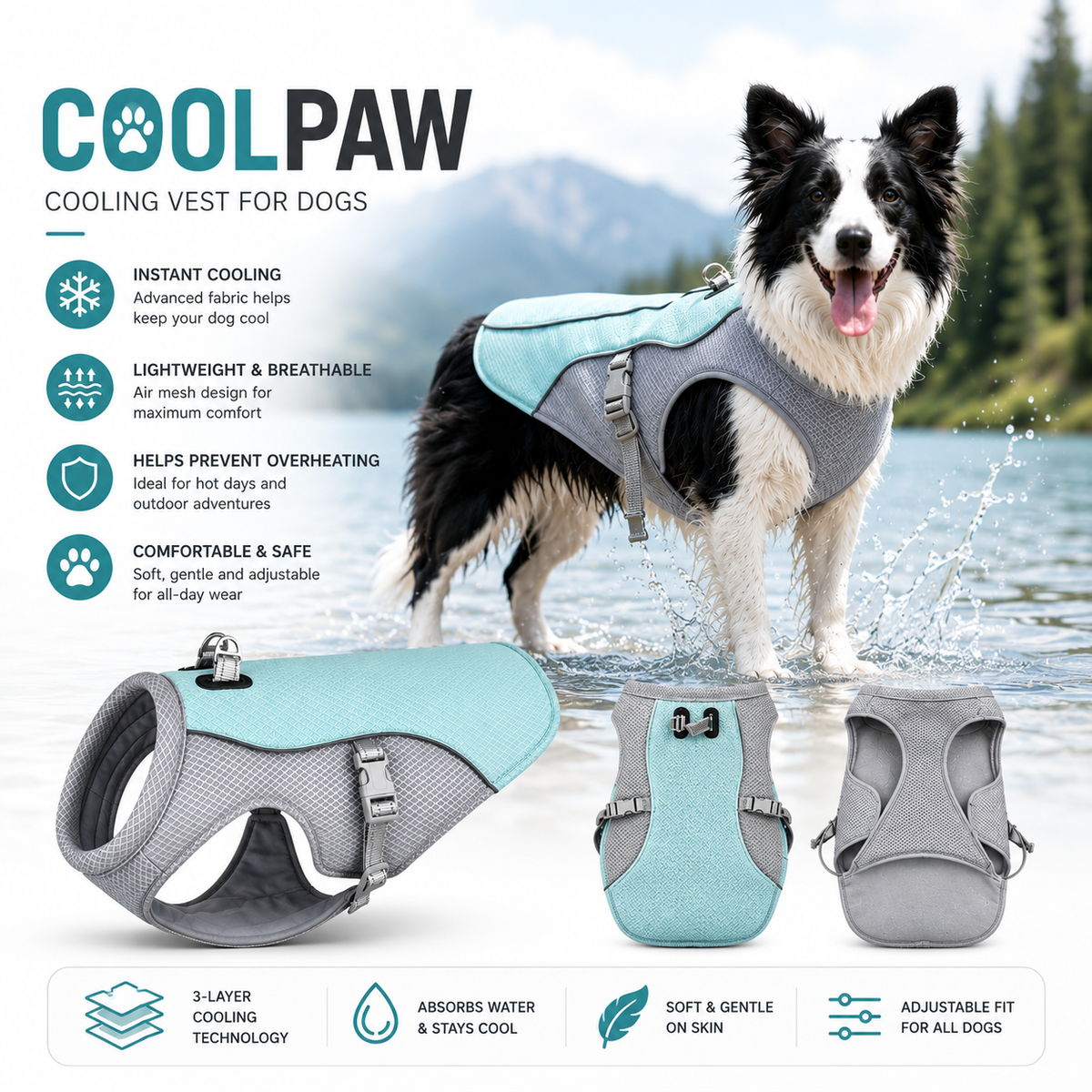CoolPaw™ Cooling Vest for Dogs — Orange colour, size S to XL