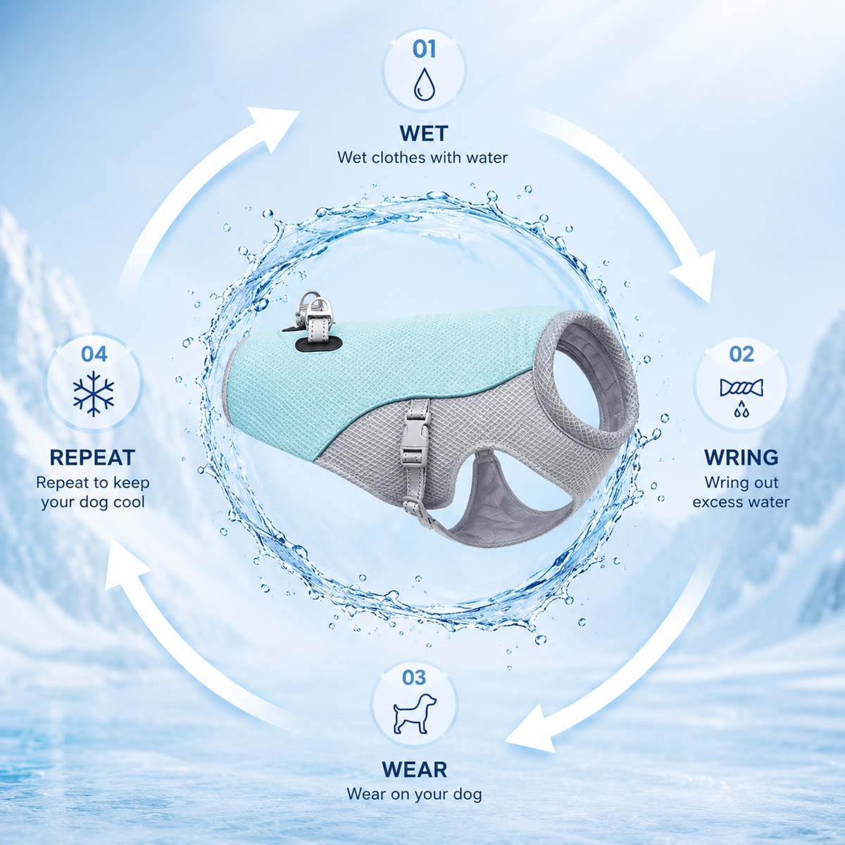 CoolPaw™ Cooling Vest for Dogs — Mint Blue colour on dog