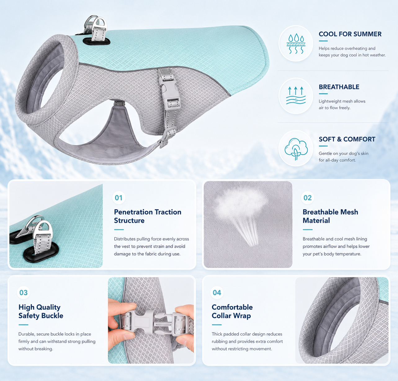 CoolPaw™ Cooling Vest for Dogs — size guide and fit demonstration